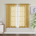 OWENIE Furman Gold Sheer Curtains 45 Inch Length 2 Panels Set by OWENIE