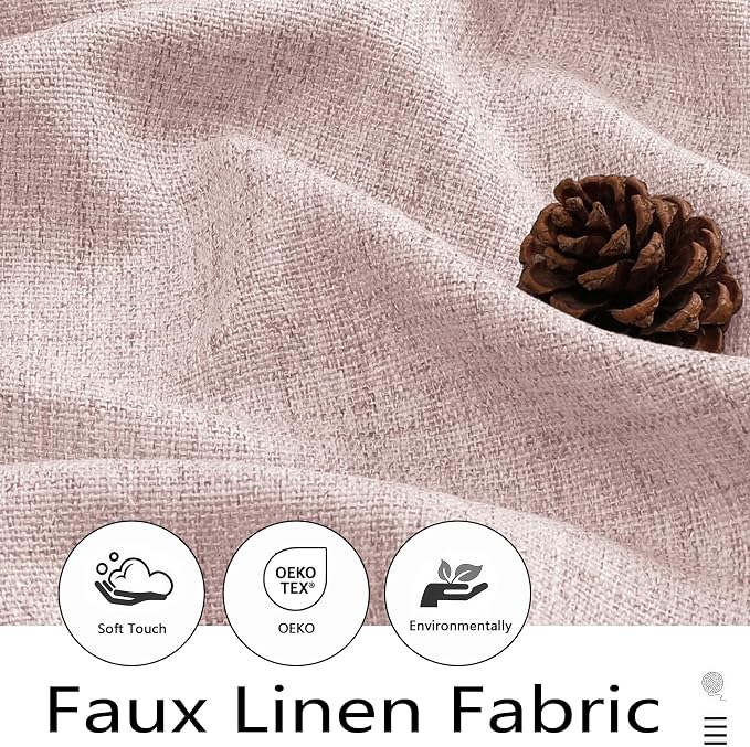 Blush Pink Valances for Windows, Light Filtering Faux Linen Textured Small - Image 2