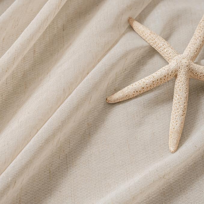 FMFUNCTEX Linen Sheer Curtains for Bedroom, Taupe Curtains 84 inches Long for - Image 5
