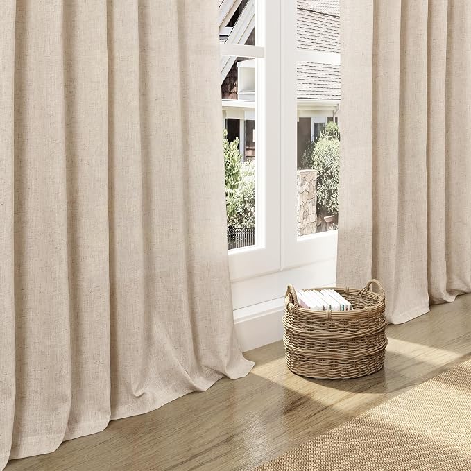 Nanspring Grey Flax Linen Curtains 102 Inches Long - Image 5