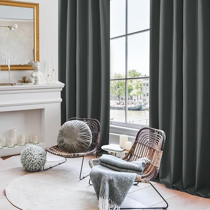 Deconovo Blackout Curtains, Thermal Insulated, W42 x L45 2 Panels, Back Tab - Image 4