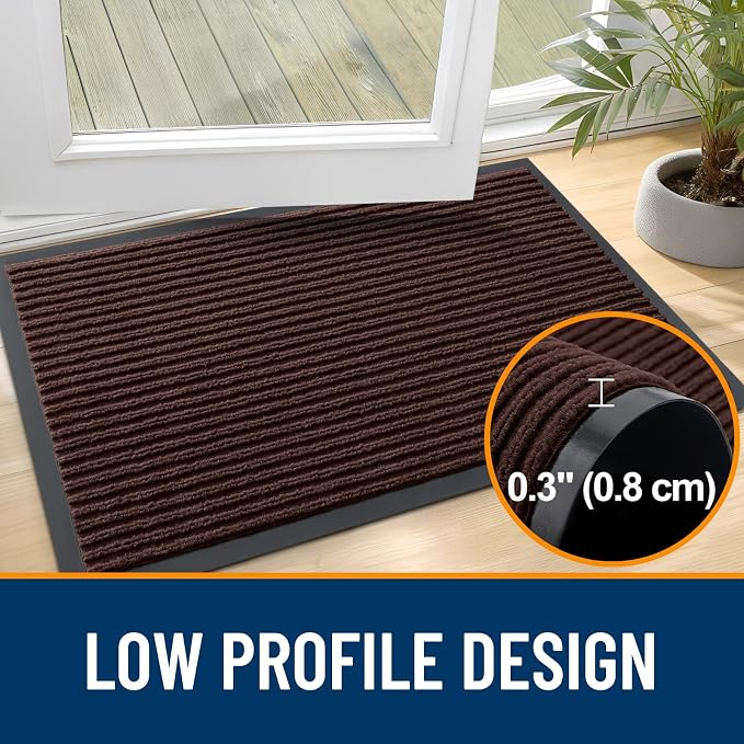 OLANLY 2-Pack Front Door Mats 71x23, Waterproof Heavy-Duty Doormats | Brown - Image 4