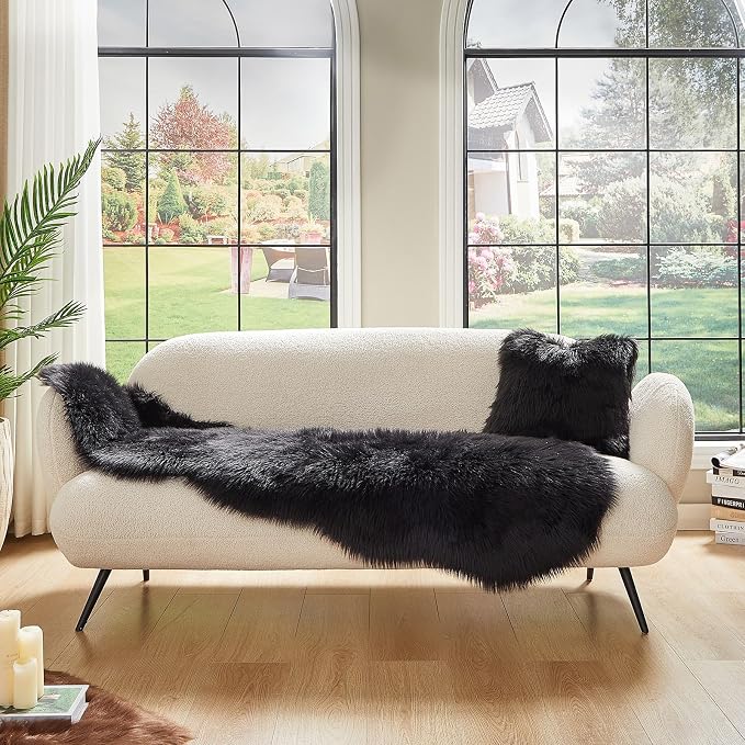 AMTOVO Faux Sheepskin Rug, 2 x 6 ft Faux Fur Rug - Image 4