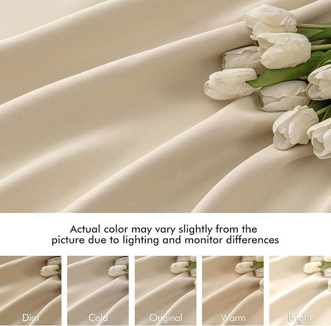 MIULEE Cream Beige Back Tab Light Blocking Curtains 78 Inch Length 2 Panels Set - Image 8