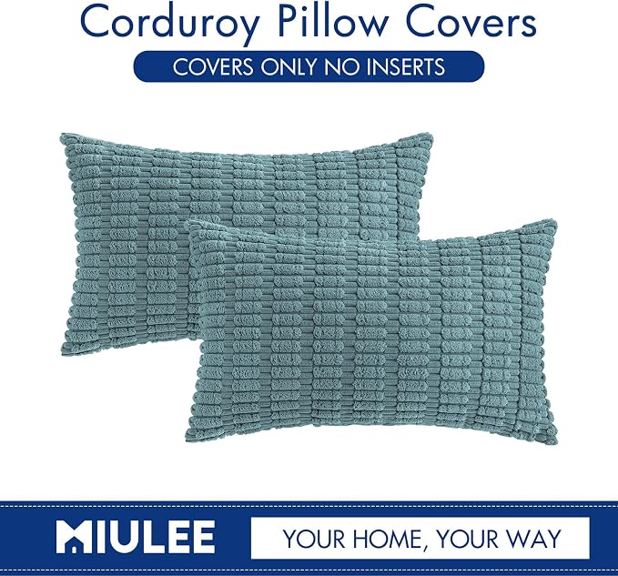 MIULEE Pack of 2 Corduroy Decorative Lumbar Throw Pillow Covers 20x12 Inch Soft - Image 6