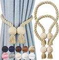 2 Pack Magnetic Curtain Tiebacks Cotton Hand Woven Tie Back Decorative Rope by CurtianTiebacks