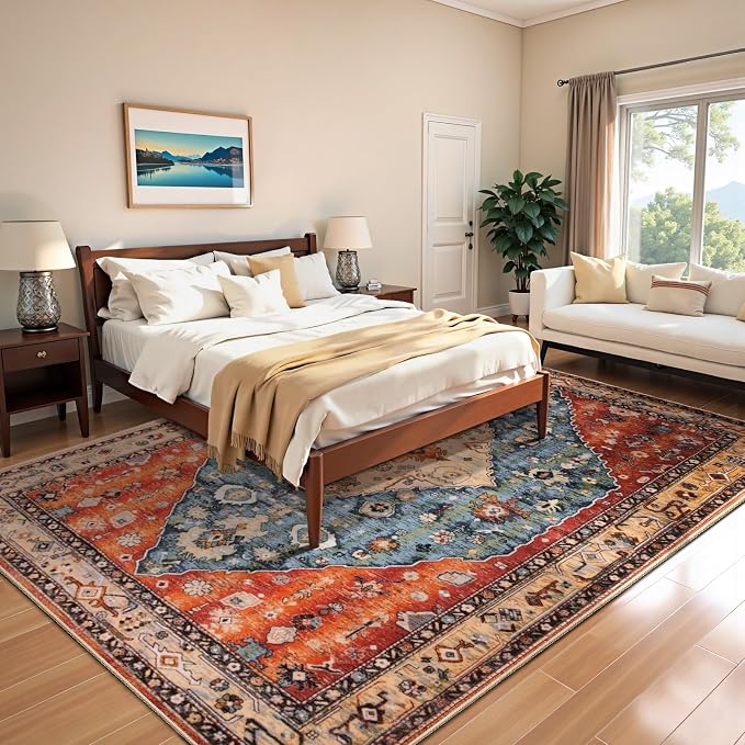 SERISSA Washable Rugs 6x9 Area Rugs, Large Non-Slip Boho Living Room Rug - Image 2