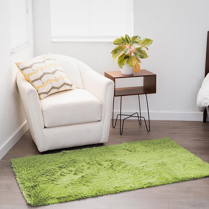 Ophanie Green Grass Area Rugs for Bedroom, 3x5 Shag Fluffy Carpet, Fuzzy Furry - Image 5