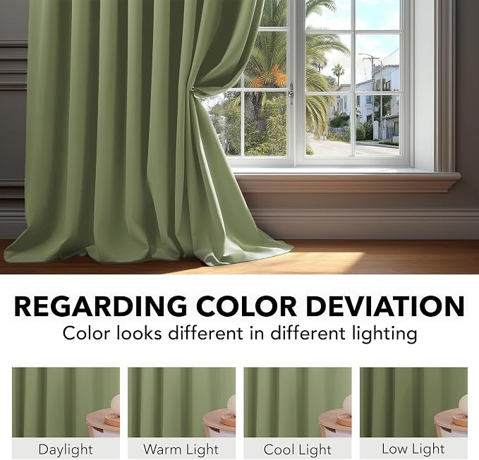 Deconovo Blackout Curtains, Thermal Insulated, W70 x L108 2 Panels, Back Tab - Image 6