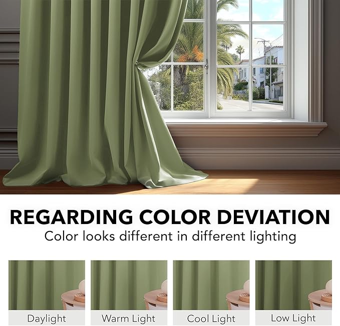 Deconovo Blackout Curtains, Thermal Insulated, W52 x L54 2 Panels, Back Tab - Image 6