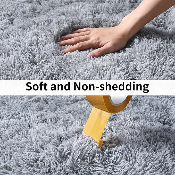 Fluffy Shag Runner Rugs for Bedroom Hallways, 2x8 Grey Long Soft Throw Area Rug - Image 7