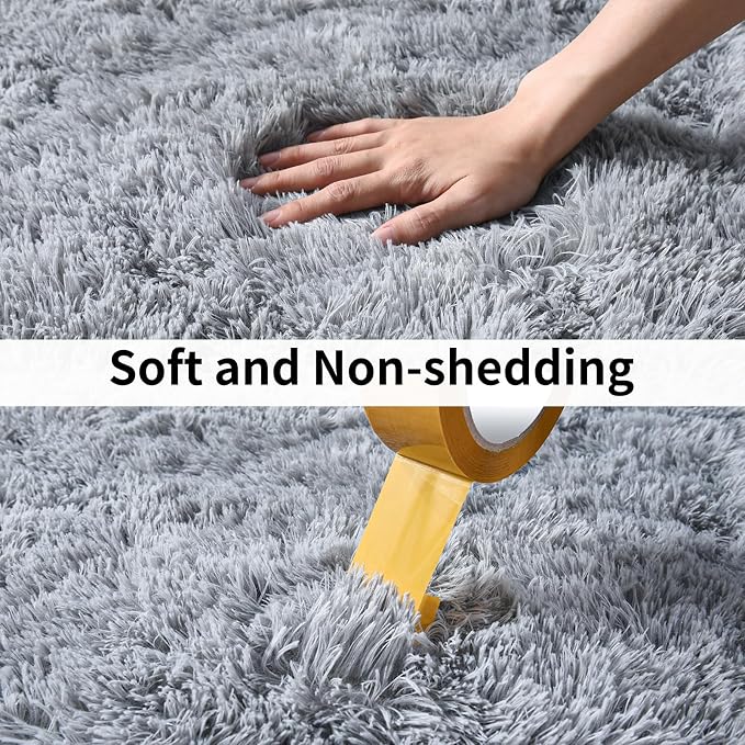 Soft Runner Rugs for Bedroom Hallways, 2x3 Grey Fluffy Shag Throw Area Rug Non - Image 5