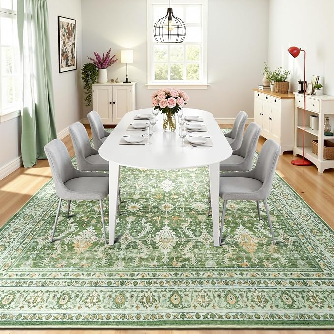 Lofus 8x10 Area Rug for Living Room, Light Green Washable Area Rugs - Image 6