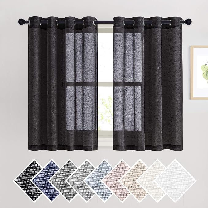 NICETOWN Natural Flax Sheer Linen Curtains Grommet Top, Semitransparent by NICETOWN