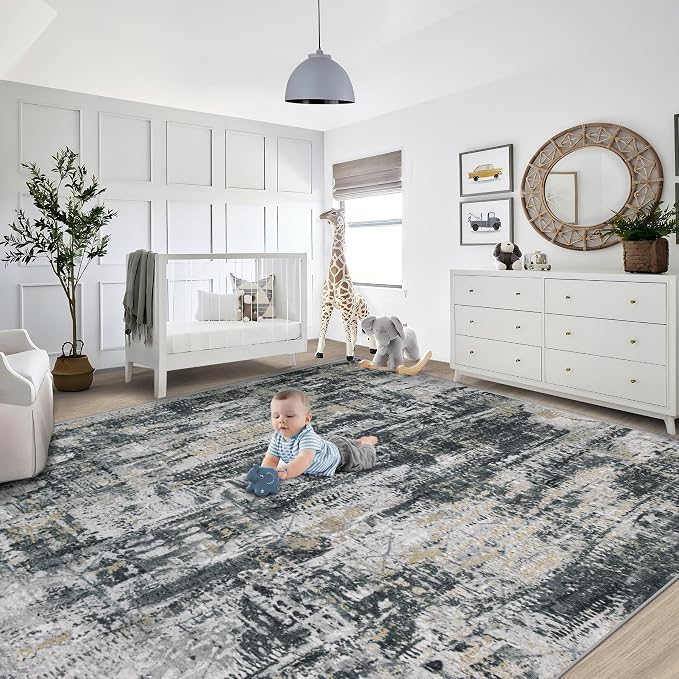 XLUEZ 9x12 Area Rug for Living Room, Washable Modern Abstract Large Area Rug - Image 6