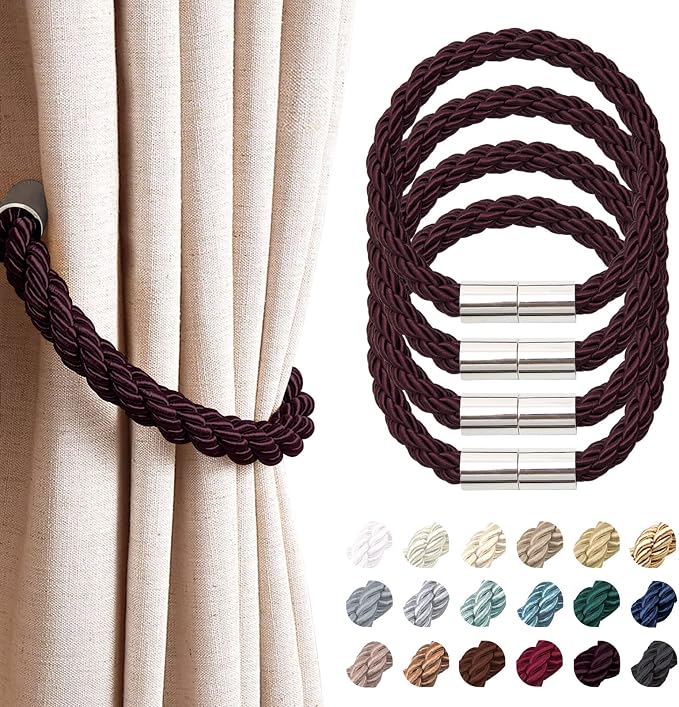 NICEEC 4 Pack Strong Magnetic Curtain Tiebacks Modern Simple Style Drape Tie by NICEEC