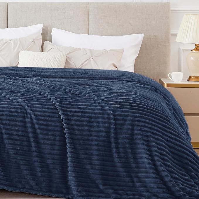 BEDELITE Fleece Blanket Queen Size – 3D Ribbed Jacquard Soft and Warm by BEDELITE
