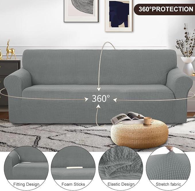 U-NICE HOME 4 Seater Stretch Couch Cover Sofa Cover Washable Sofa Slipcover - Image 3