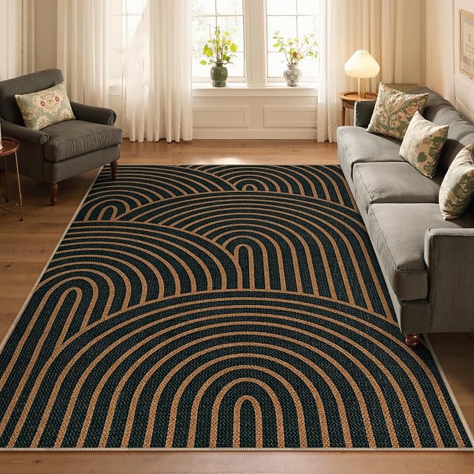Lahome Modern Rainbow Easy Jute Carpet, Washable 5x7 Area Rugs - Image 6