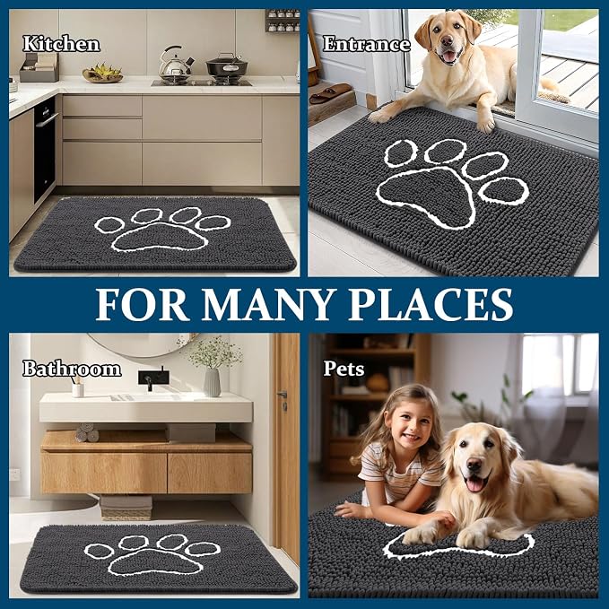 OLANLY Dog Door Mat for Muddy Paws 44x32, Paw Print Design, Absorbs Moisture - Image 8