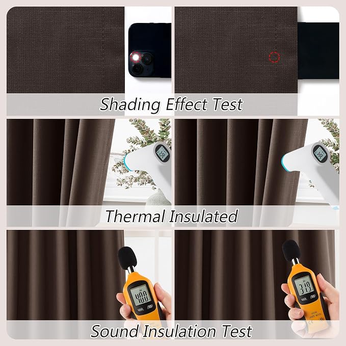 Guken Brown 100% Blackout Curtains 63 Inch Length 2 Panels Set - Image 5