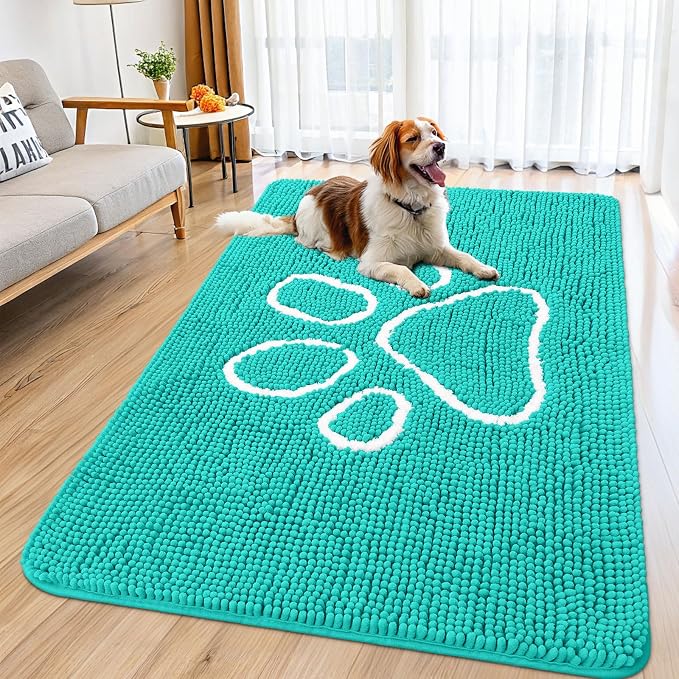 Smiry Dog Door Mat for Muddy Paws, Absorbent Dirt Trapper Non Slip Quick Dry by Smiry