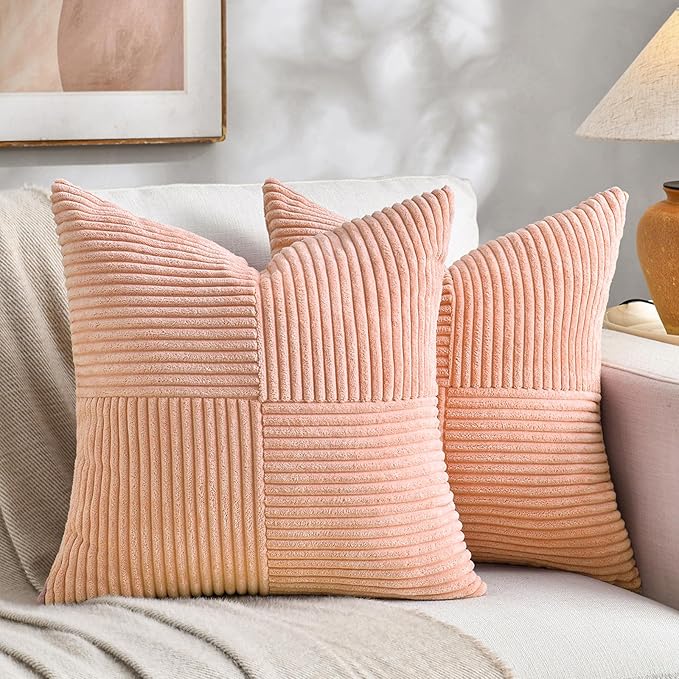 Fancy Homi 2 Packs Peach Decorative Throw Pillow Covers 22x22 Inch by Fancy+Homi