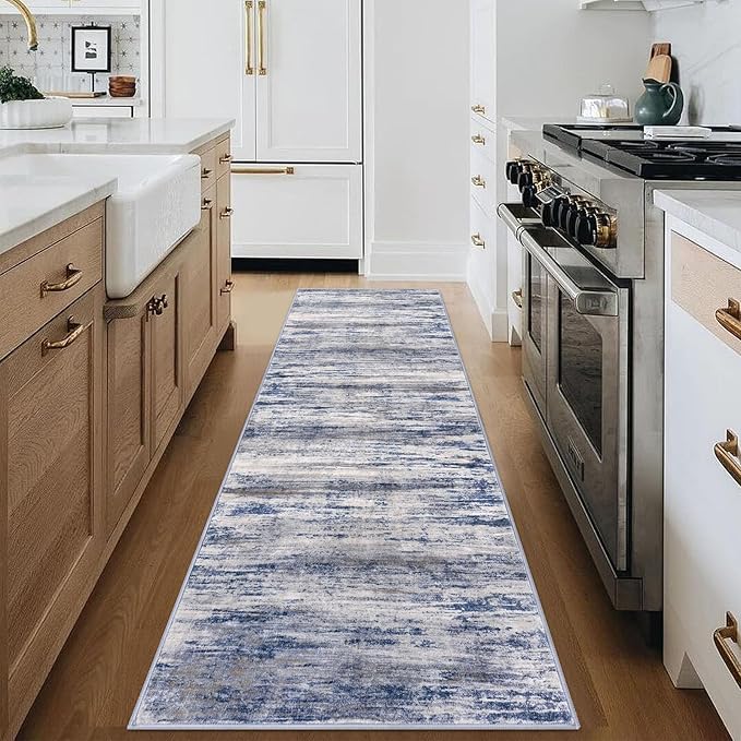 KOZYFLY Modern Abstract Hallway Runner Rug, 2.6x8 Washable Rug Runner Non-Slip - Image 3