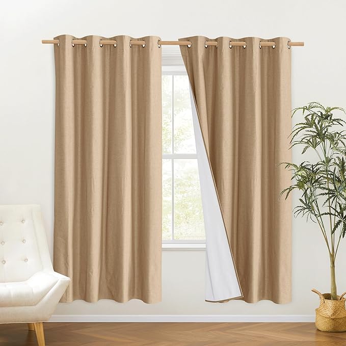 NICETOWN 100% Absolutely Blackout Linen Curtains - Image 2