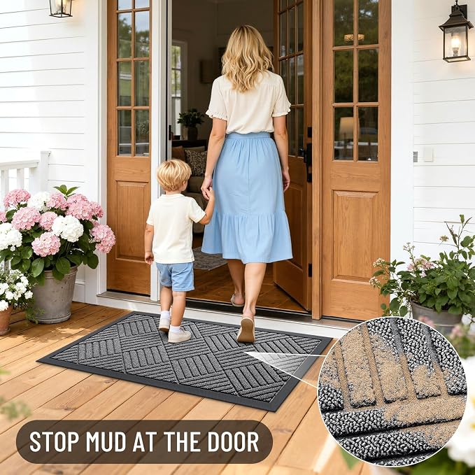 OLANLY Front Door Mat Outside Entrance 71x47, Heavy Duty Sturdy Natural Rubber - Image 6