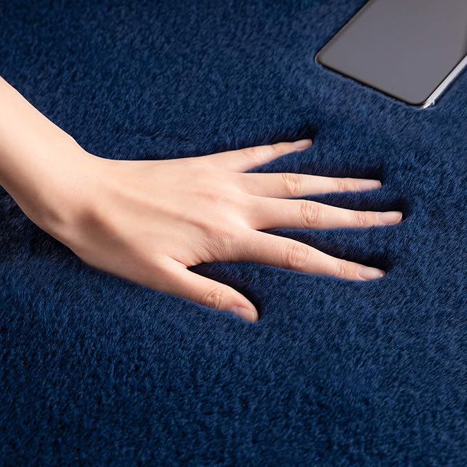 Ashler Faux Fur Rug, Ultra Soft Faux Rabbit Fur, Dark Blue Area Rugs, 5 x 7 - Image 6