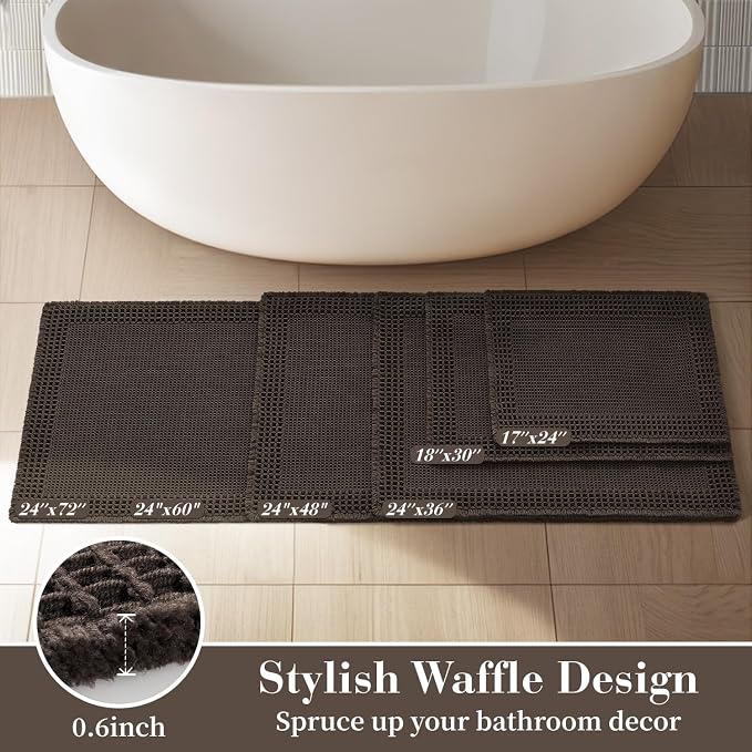 RESARE Waffle Bath Mat for Bathroom, Super Absorbent Bathroom Rugs Non Slip - Image 5