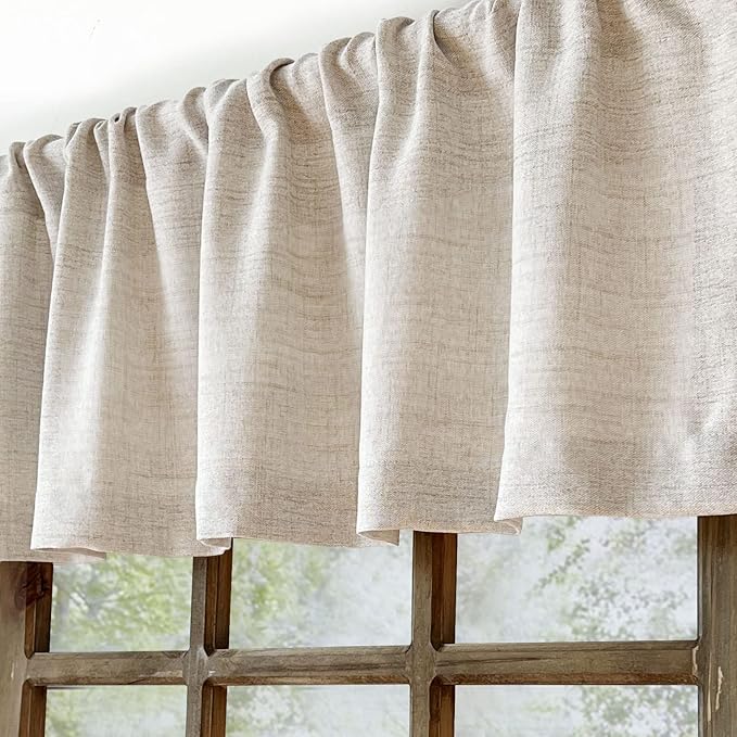 Faux Linen Valance for Windows Kitchen Living Room Valances Rod Pocket - Image 6