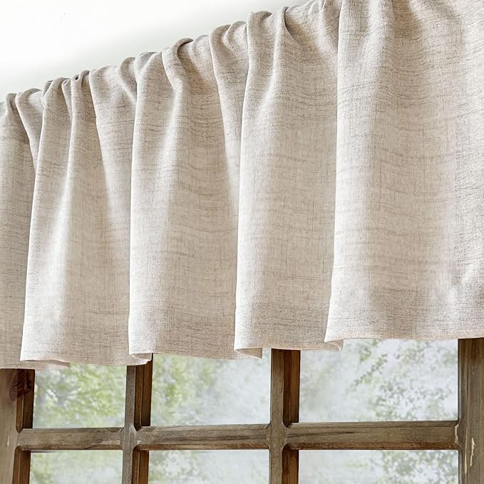 2 Pack Faux Linen Valance for Windows Kitchen Living Room Valances Rod Pocket - Image 6