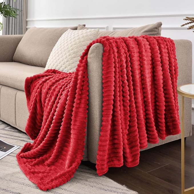 BEDELITE Fleece Blanket Twin Size – 3D Ribbed Jacquard Soft and Warm Decorative - Image 9