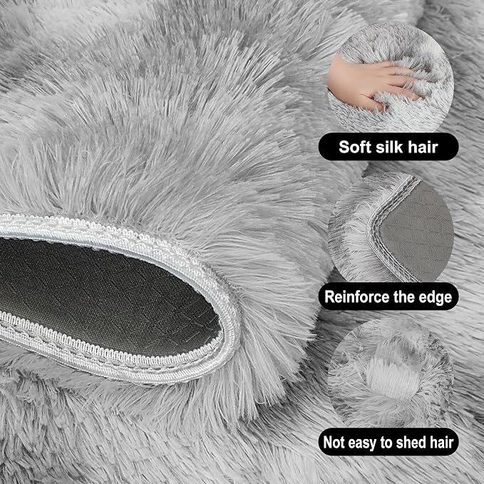 Large Area 8x10ft Carpet Tie-Dyed Grey Washable and Fluffy - Image 5