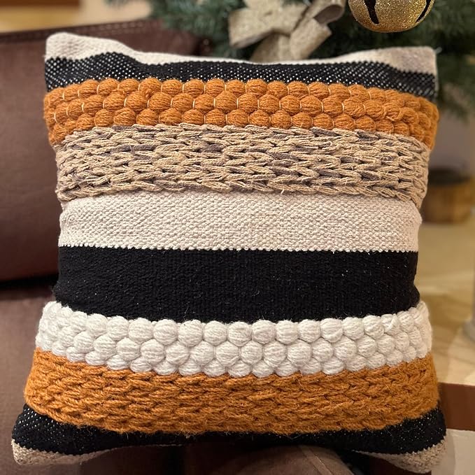 Decorative Boho Pillow Cover, 18” x 18” Square, Soft Moroccan Rustic Throw - Image 6