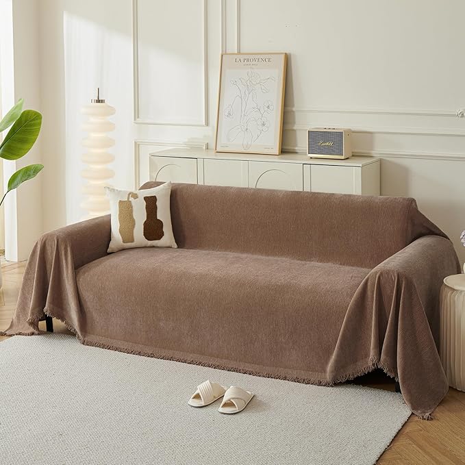 Couch Cover for Dogs, Boho Sofa Covers for 2 Cushion Couch, Chenille Sofa by KaviKon