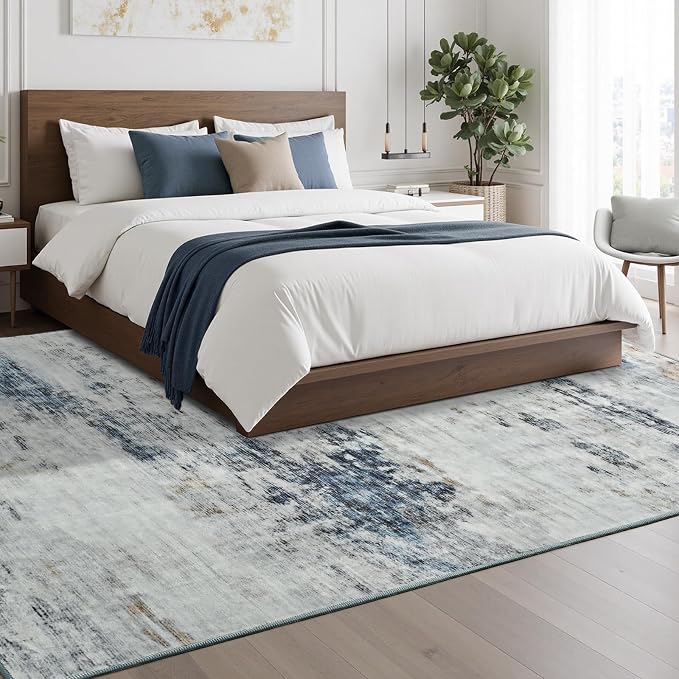 Toneed Abstract Area Rug Modern Washable Rug Soft Non Slip Rug Low Pile - Image 4