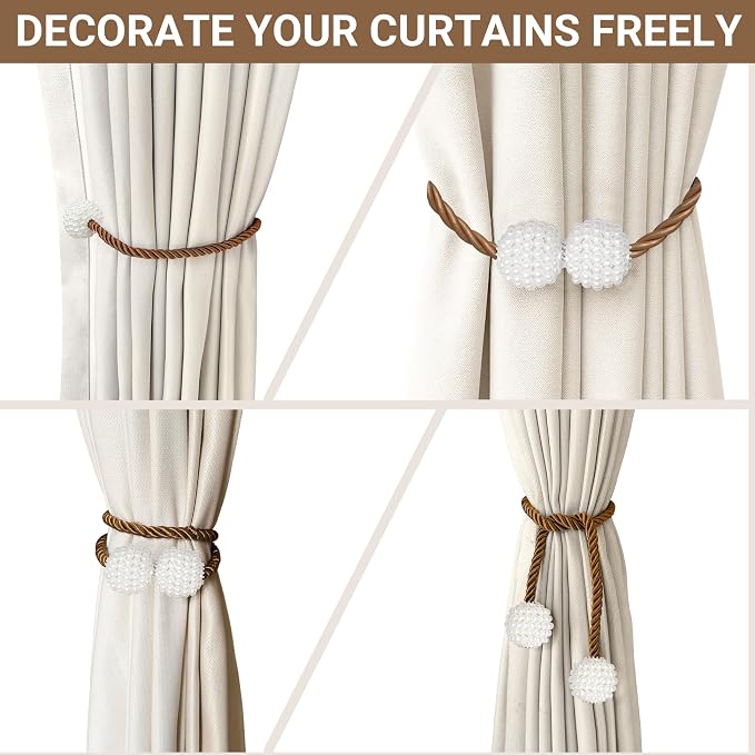 Hion Magnetic Curtain Tiebacks Dark Brown 2pcs, Curtain Tiebacks Buckles - Image 5