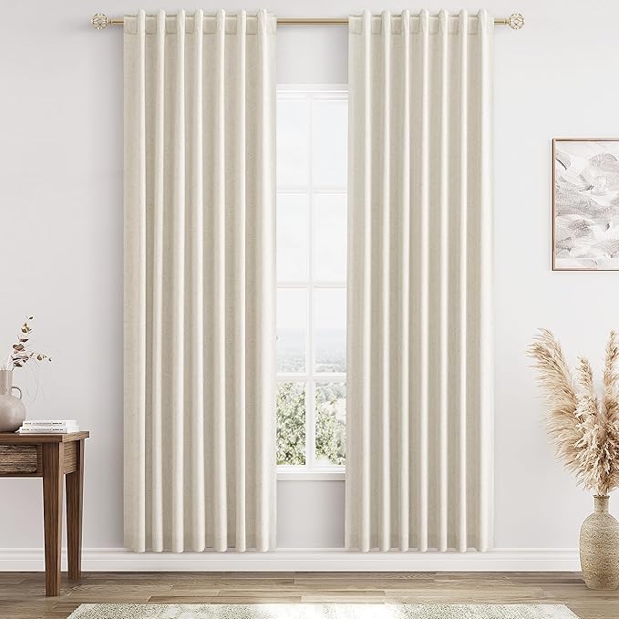 Guken 100% Blackout Linen Curtains 78 Inch Length 2 Panels Set by Guken