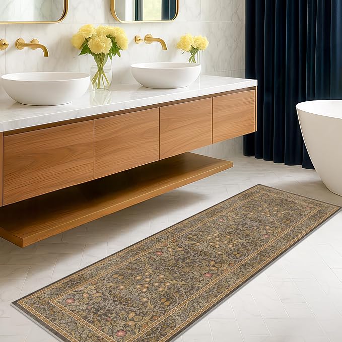 Hazo Haus Non Slip 2x7 Gold Brown Runner Rugs by HazoHaus