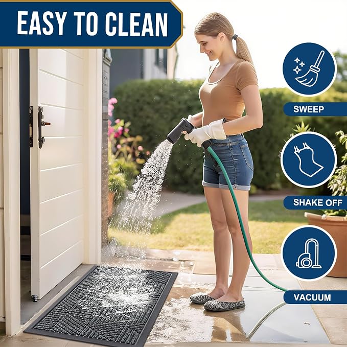 Smiry Front Door Mat Outside Entrance, Heavy Duty Sturdy Natural Rubber Doormat - Image 6