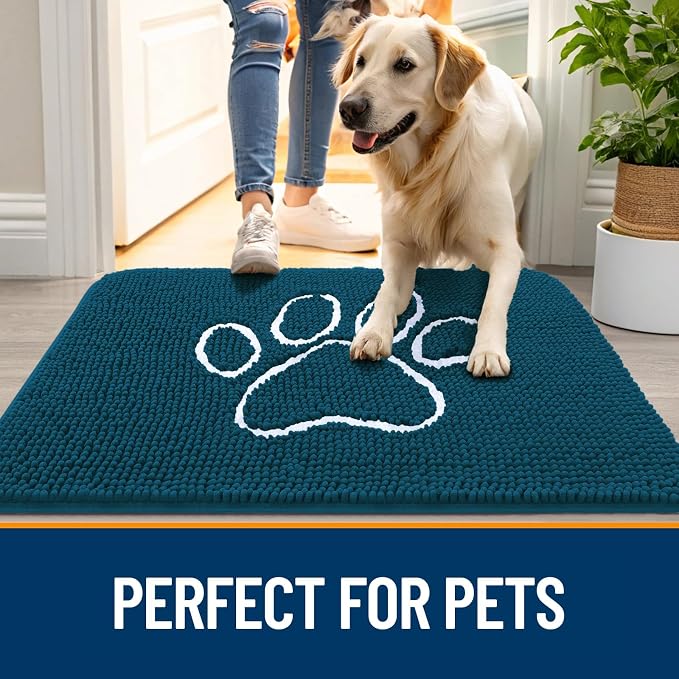 OLANLY Dog Door Mat for Muddy Paws 59x24, Paw Print Design, Absorbs Moisture - Image 6