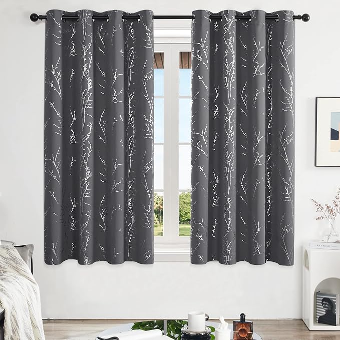Deconovo Grey Blackout Curtains, Thermal Insulated Soundproof Drapes, 52 x 63 - Image 2