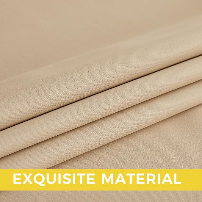 NICETOWN Room Darkening Draperies Curtains Panels, 2 Panels Biscotti Beige W52 - Image 5