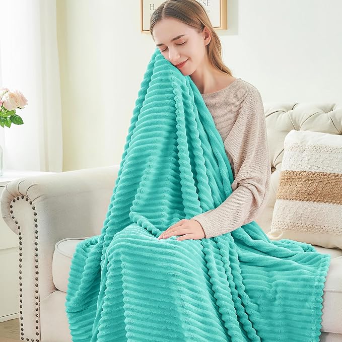 BEDELITE Fleece Throw Blanket for Couch – 3D Ribbed Jacquard Soft and Warm - Image 4