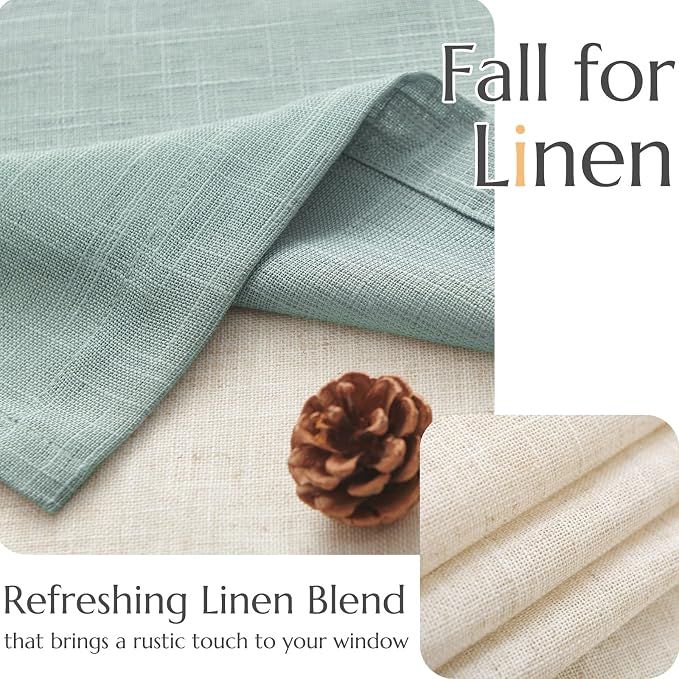 jinchan Linen Valance for Farmhouse Living Room Windows 16 Inch Slubbed Crossed - Image 5