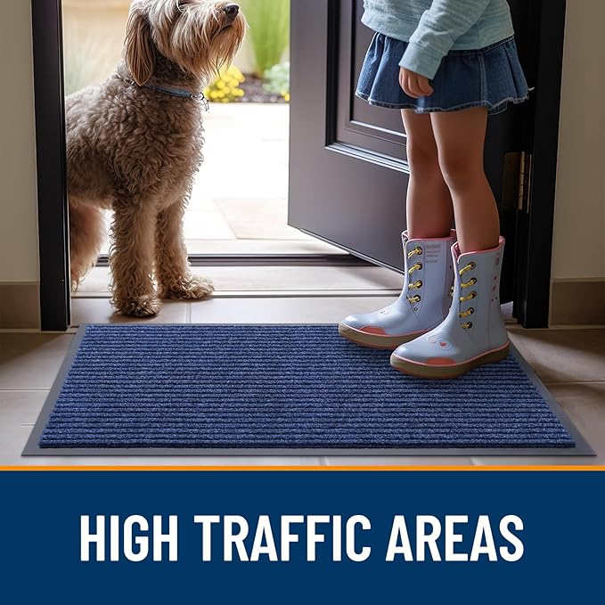 OLANLY Front Door Mat 71x23, Waterproof Heavy-Duty Indoor Outdoor Doormat | Blue - Image 7