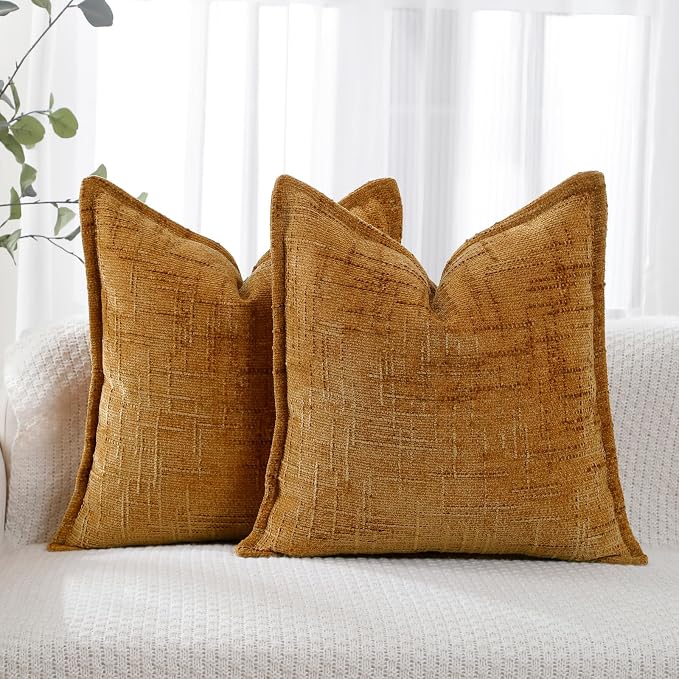 HPUK Fall Chenille Soft Throw Pillow Covers 18x18 Set of 2, Accent Cushion by HPUK